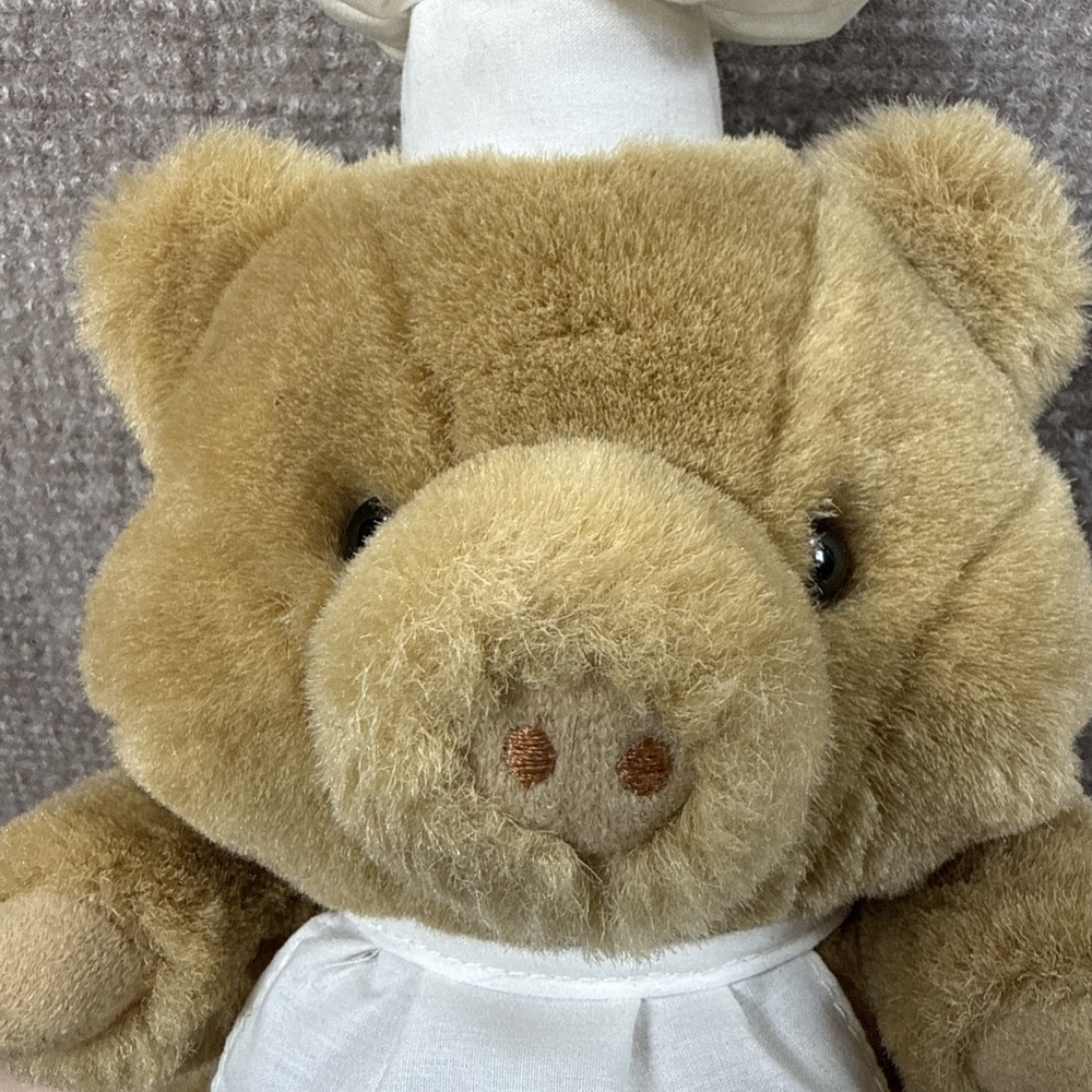 Rare Vintage 9" 1990s MARY MEYER PLUSH Chef Pig With "Pig Out" Apron W/ Chef Hat - Picture 5 of 6